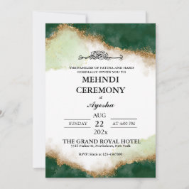Groen Goud Agaat Islamitische Bruiloft Mehndi Kaart