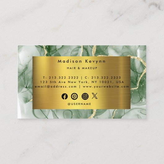 Groen Goud Agaat Visitekaartje (Achterkant)