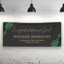 Groen Goud Agate Donker Felicitaties Afstuderen Spandoek