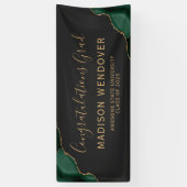 Groen Goud Agate Donker Felicitaties Afstuderen Spandoek (Verticaal)