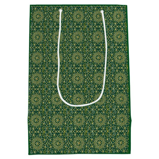 Groen & Goud Arabesque Gift Bag Medium Cadeauzakje (Achterkant)