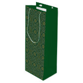 Groen & Goud Arabesque Gift Bag Wijn Cadeautas (Voorkant Gekanteld)