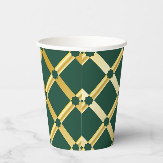 Groen & Goud Arabisch geïnspireerde Paper Cup Papieren Bekers (Rechts)