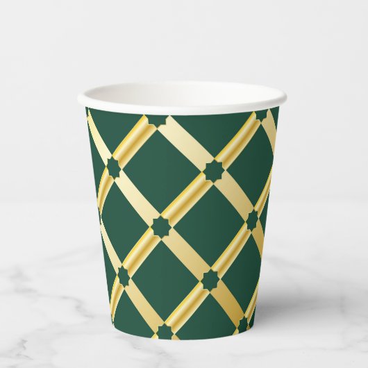 Groen & Goud Arabisch geïnspireerde Paper Cup Papieren Bekers (Voorkant)