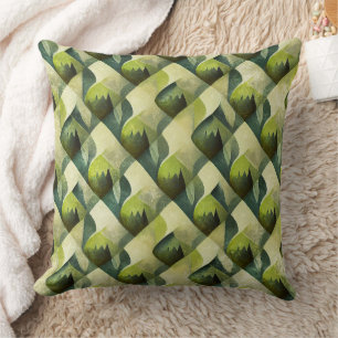 Groen Goud Art Deco Geometrisch Patroon Kussen