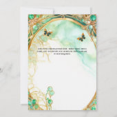 Groen goud balgons bloemenvlinder bruid te zijn kaart (Achterkant)