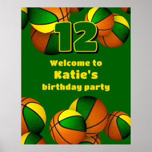 Groen Goud Basketbal Team Kleuren Feest Welkom Poster
