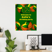 Groen Goud Basketbal Team Kleuren Feest Welkom Poster (Thuiskantoor)