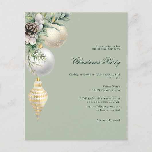 Groen goud bedrijf Christmas Party uitnodiging (Voorkant)