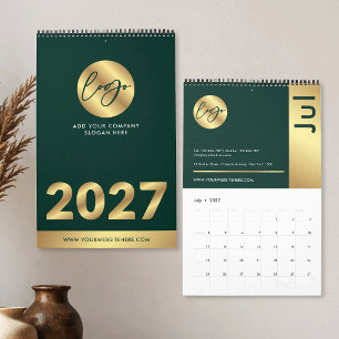 Groen & Goud Bedrijfslogo Merkmarketing 2027 Kalender