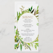 Groen & Goud Blad Ingelijste bladeren Bruiloft Men Menu (Voorkant / Achterkant)