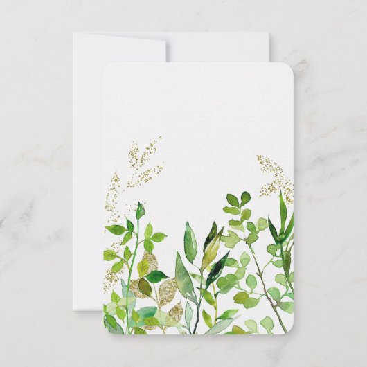 Groen & Goud Blad Ingelijste Bladeren Bruiloft RSV RSVP Kaartje (Achterkant)