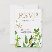 Groen & Goud Blad Ingelijste Bladeren Bruiloft RSV RSVP Kaartje (Voorkant)