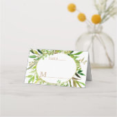 Groen & Goud Blad Ingelijste bladeren Tafelnummer Plaatskaartje (Voorkant)