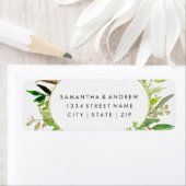 Groen & Goud Blad Ingelijste Bruiloft Retouradres Etiket (Insitu)