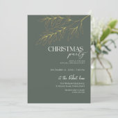 Groen & Goud Blad Kerstfeest Kaart (Staand voorkant)