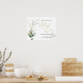 Groen & goud blad Rehearsal Dinner Bord Poster (Keuken)
