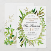 Groen & Goud Blad Vrijgezellenfeest Uitnodiging (Voorkant / Achterkant)