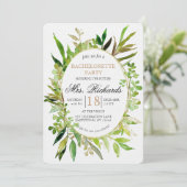 Groen & Goud Blad Vrijgezellenfeest Uitnodiging (Staand voorkant)