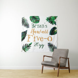 Groen, Goud Bladeren Hawaii 5-0 50ste Verjaardag Wandkleed