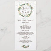 Groen Goud Bladeren Rode Berry Wedding Menu (Voorkant)