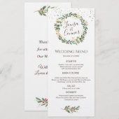 Groen Goud Bladeren Rode Berry Wedding Menu (Voorkant / Achterkant)