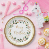 Groen Goud Bladergroen Rode Berry Kerstmis Papieren Bordje (Feest)