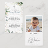 Groen Goud Bladerkruis Doopsgebed Visitekaartje (Voorkant / Achterkant)