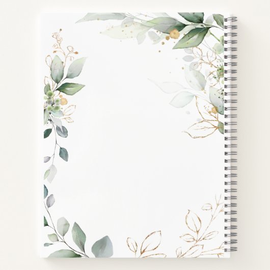 Groen Goud Bladgroen Kruis Baby Doop Notitieboek (Achterkant)