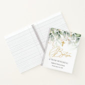 Groen Goud Bladgroen Kruis Baby Doop Notitieboek (Binnen)