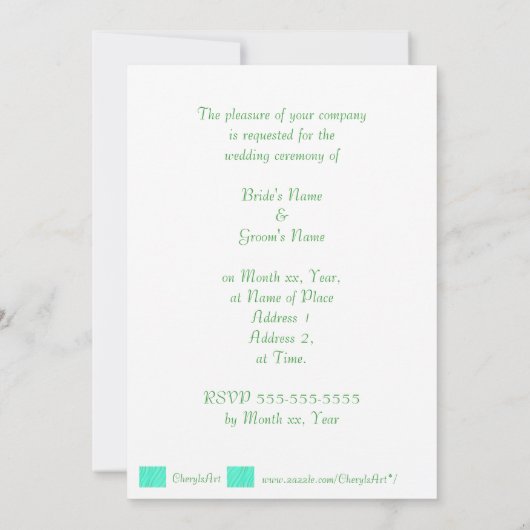 Groen & Goud Blends Huwelijksuitnodigingen Kaart (Achterkant)