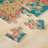 Groen goud bloem perzisch turks patroon legpuzzel (Zijkant)