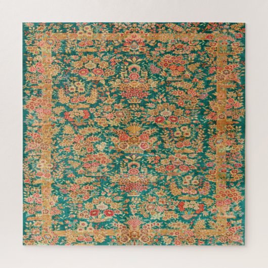Groen goud bloem perzisch turks patroon legpuzzel (Verticaal)