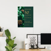 Groen Goud Bloemen 50e Jubileum Welkomstbord Poster (Thuiskantoor)
