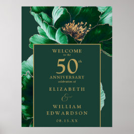 Groen Goud Bloemen 50e Jubileum Welkomstbord Poster