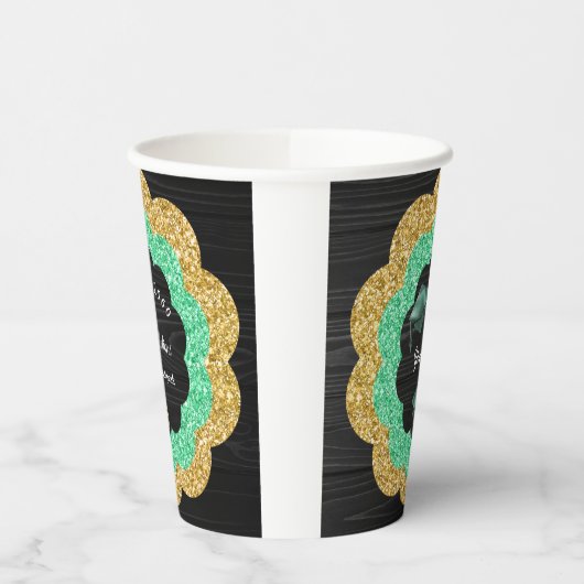 Groen Goud Bloemen Afstudeerfeest Papieren Bekers (Links)