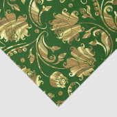 Groen & Goud Bloemen Damasks Patroon Tissuepapier (Detail)
