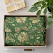 Groen & Goud Bloemen Damasks Patroon Tissuepapier (Geschenk)