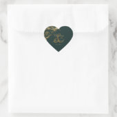  Groen Goud Bloemen Damast Script Bruiloft Hart Sticker (Tas)