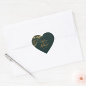  Groen Goud Bloemen Damast Script Bruiloft Hart Sticker (Envelop)