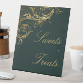  Groen Goud Bloemen Damast Script Bruiloft Reclamebord Met Voetstuk (Insitu)