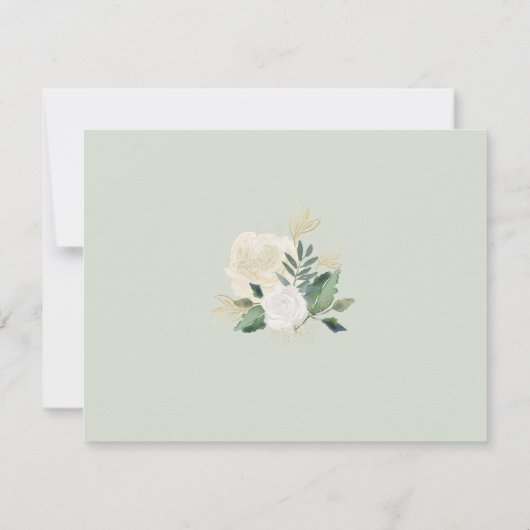 Groen Goud Bloemen Eerste Heilige Communie Meisje  Bedankkaart (Achterkant)