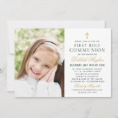 Groen Goud Bloemen Eerste Heilige Communie Meisje  Kaart (Voorkant)