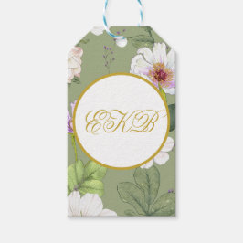 Groen Goud Bloemen Elegant Modern Age Cadeaulabel
