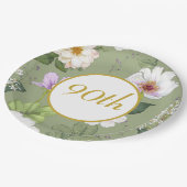 Groen Goud Bloemen Elegant Modern Age Papieren Bordje (Gekanteld)