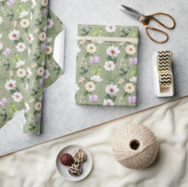 Groen Goud Bloemen Elegant Modern Cadeaupapier