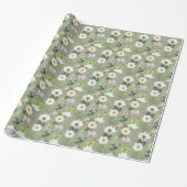 Groen Goud Bloemen Elegant Modern Cadeaupapier (Uitgerold)