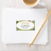 Groen Goud Bloemen Elegant Modern Monogram Etiket (Insitu)