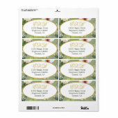 Groen Goud Bloemen Elegant Modern Monogram Etiket (Full Sheet)