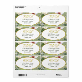 Groen Goud Bloemen Elegant Modern Monogram Etiket